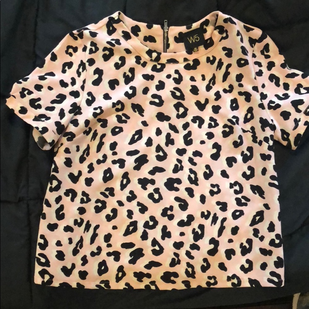 Pink Leopard Blouse Size M